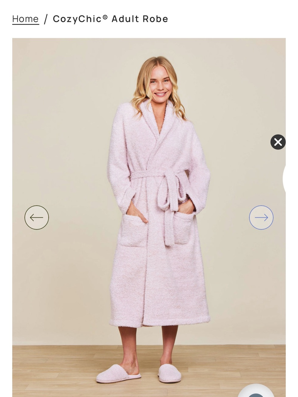 Barefoot Dreams CozyChic Adult Robe in Light Pink